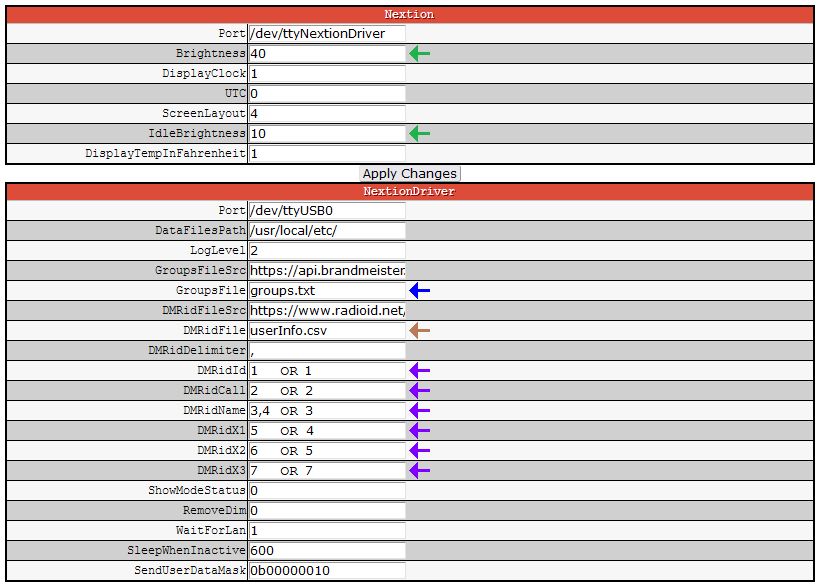  MMDVMHost Expert Settings Page 